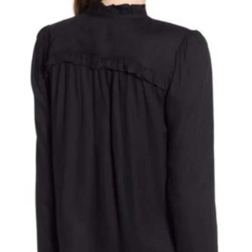 Hinge Ruffled Button Down Black Blouse - image 3